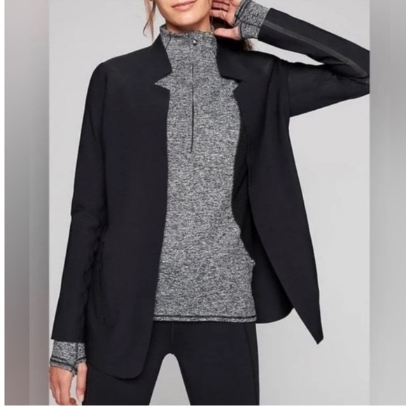 ATHLETA Interstellar Blazer Snap Closure Zip Pockets sleek design Size 8 - Picture 3 of 10